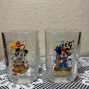 Set of 2 Vintage Walt Disney World‎ 2000 Mickey Mouse Square Glasses.